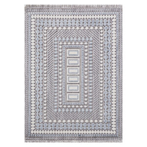 Broadway Koleksiyonu Mavi Tonlarda Modern İskandinav Vintage  Kilim Desenli Halı Yolluk 80x150 cm
