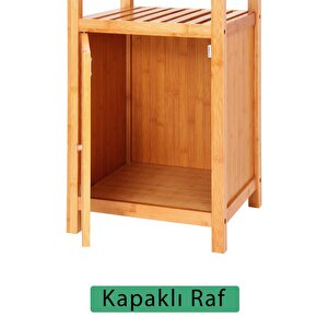 Digithome Bambu Tek Kapaklı 4 Raflı Çok Amaçlı Düzenleyici Organizer Dolap - Db-0003