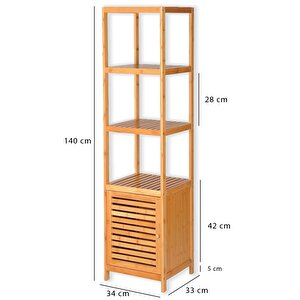 Digithome Bambu Tek Kapaklı 4 Raflı Çok Amaçlı Düzenleyici Organizer Dolap - Db-0003