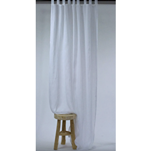Kemerli Keten Rustik Tül Perde Pilesiz 450x200 cm