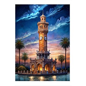 İzmir Saat Kulesi Modern Mdf Tablo 25cmx 35cm 25x35 cm