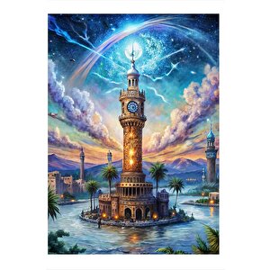 Soyut İzmir Saat Kulesi Art Mdf Tablo 25cmx 35cm 25x35 cm