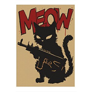 Meow Gizemli Asi Kedi Art Mdf Poster 50cmx 70cm 50x70 cm