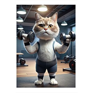 Vücut Çalışan Kedi Tasarım Ahşap Tablo 25cmx 35cm 25x35 cm