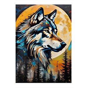 Dolunay Ve Kurt Art Mdf Poster 35cm X50cm 35x50 cm