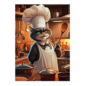 Aşçı Şef Kedi Mutfakta Model Mdf Tablo 25cmx 35cm 25x35 cm