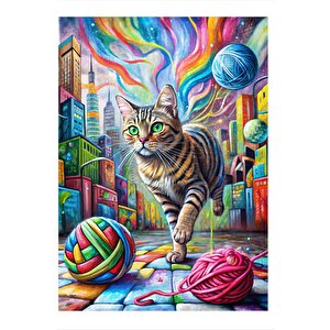 Kedi Gezegenindeki Tekir Kedi Art Mdf Poster 25cmx 35cm 25x35 cm