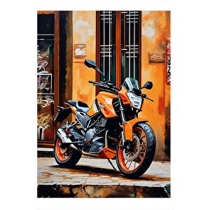 Turuncu  Enduro Motosiklet Model Ahşap Tablo 35cm X50cm 35x50 cm
