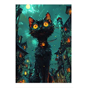 Seyrini Siyah Kedi Hediyelik Ahşap Tablo 35cm X50cm 35x50 cm