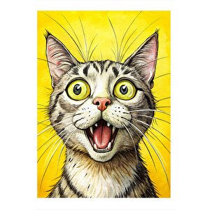 Şaşırmış  Tekir Kedi Art Mdf Tablo 35cm X50cm 35x50 cm