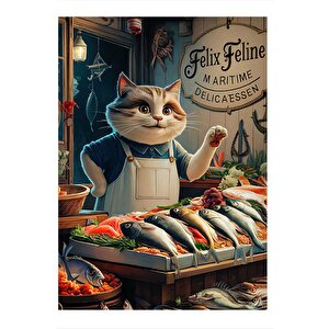Mahallemizin Balıkçısı Kedi Mdf Tablo 35cm X50cm 35x50 cm