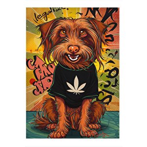 Barışçıl T-shirt Lü Köpek Desenli Mdf Tablo 35cm X50cm 35x50 cm