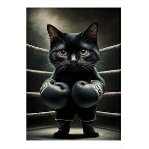 Boksör Kara Kedi Mdf Poster 35cm X50cm 35x50 cm