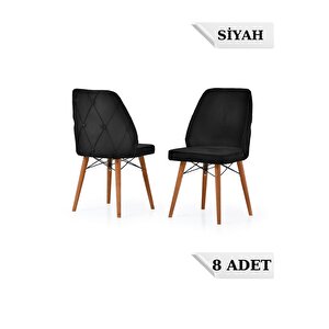 Arya Seri̇si̇ Doğal Ahşap Ayakli 1.sinif İthal Babyface Kumaş 8 Adet Sandalye Siyah