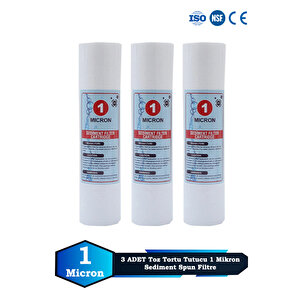 Açık Kasa Su Arıtma Cihazı 10 Inç 1 Mikron Sediment Spun Filtre (toz,tortu Filtre) (3 Adet)