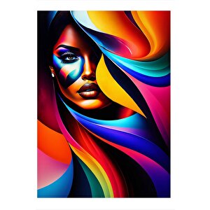 Renkli Boyalı Kadın Dekoratif Ahşap Tablo 25cmx 35cm 25x35 cm