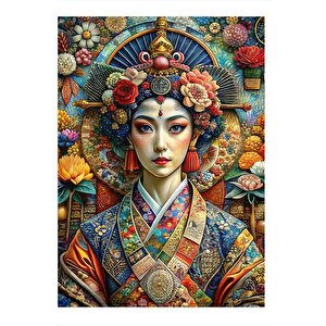 Renkli Kıyafetli Kadın Modern Ahşap Tablo 35cm X50cm 35x50 cm