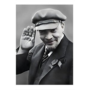Vladimir Lenin Desenli Ahşap Tablo 35cm X50cm 35x50 cm