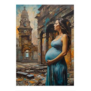 Hamile Kadın Hediyelik Ahşap Tablo 25cmx 35cm 25x35 cm