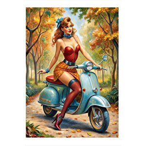 Vefalı Kızıl Kadın Model Ahşap Tablo 25cmx 35cm 25x35 cm
