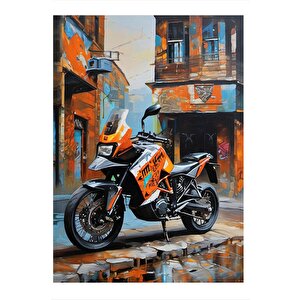 Turuncu Enduro Motor Model Mdf Tablo 35cm X50cm 35x50 cm