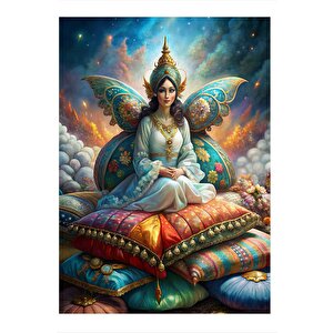 Kelebek Kanatlı Kadın Art Mdf Poster 25cmx 35cm 25x35 cm