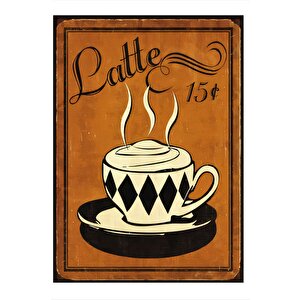Latte Kahve Temalı Dekoratif Mdf Tablo 25cmx 35cm 25x35 cm