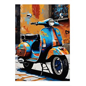 Rekto Scooter Motor Modern Ahşap Tablo 25cmx 35cm 25x35 cm