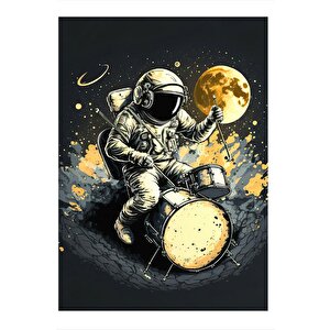 Baterist Astronot Art Mdf Poster 35cm X50cm 35x50 cm