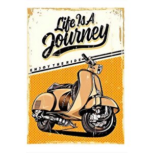 Hayat Bir Maceradır Vespa Dekoratif Ahşap Tablo 25cmx 35cm 25x35 cm