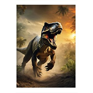 Koşan Dinozor Tasarım Mdf Tablo 25cmx 35cm 25x35 cm