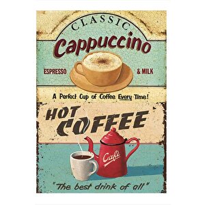 Sıcak Kahve Cappuccino Desenli Ahşap Tablo 35cm X50cm