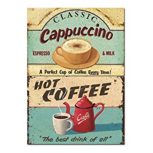 Sıcak Kahve Cappuccino Desenli Ahşap Tablo 70cmx 100cm 70x100 cm