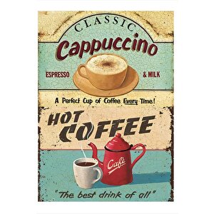 Sıcak Kahve Cappuccino Desenli Ahşap Tablo 25cmx 35cm 25x35 cm