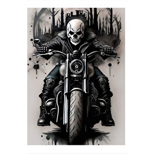 Siyah Beyaz Ghost Rider Hediyelik Mdf Tablo 25cmx 35cm 25x35 cm