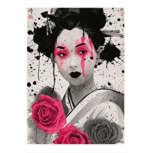 Geyşa Japon Kadın Desenli Ahşap Tablo 25cmx 35cm 25x35 cm