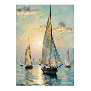 Yelkenli Tekneler Hediyelik Ahşap Tablo 35cm X50cm 35x50 cm