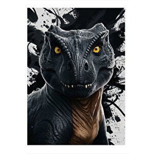 Siyah Dinazor T-rex Tasarım Ahşap Tablo 25cmx 35cm 25x35 cm