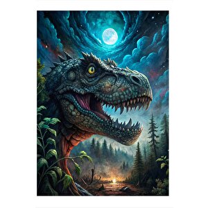 Korkunç Dinozor Hediyelik Ahşap Tablo 25cmx 35cm 25x35 cm