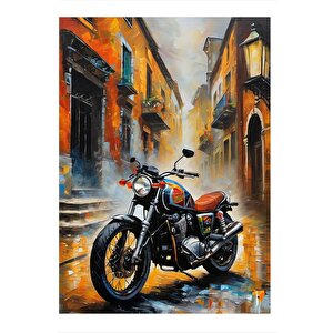 Retro Motosiklet Desenli Mdf Tablo 25cmx 35cm 25x35 cm