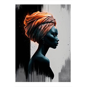 Kırmızı Başlıklı Esmer Kadın Desenli Mdf Tablo 35cm X50cm 35x50 cm