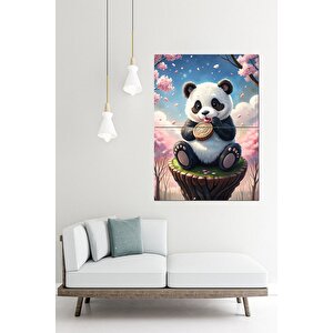 Sevimli Panda Ve Şekerleme Tasarım Ahşap Tablo 70cmx 100cm 70x100 cm