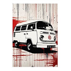 Retro Beyaz Minibüs Dekoratif Mdf Tablo 25cmx 35cm 25x35 cm