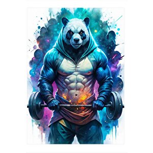 Halter Kaldıran Panda Hediyelik Mdf Tablo 25cmx 35cm 25x35 cm