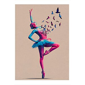Dansçı Kadın Ve Kuşlar Tasarım Mdf Tablo 25cmx 35cm 25x35 cm