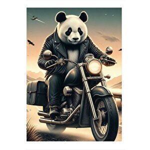Motorcu Panda Desenli Mdf Tablo 35cm X50cm 35x50 cm