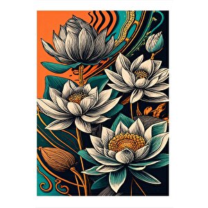 Nilüfer Çiçeği Art Mdf Tablo 35cm X50cm 35x50 cm