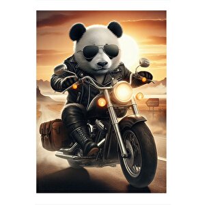 Motorcu Panda Yollarda Model Mdf Tablo 35cm X50cm 35x50 cm