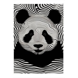 Siyah Beyaz Çizgili Panda Mdf Tablo 35cm X50cm 35x50 cm