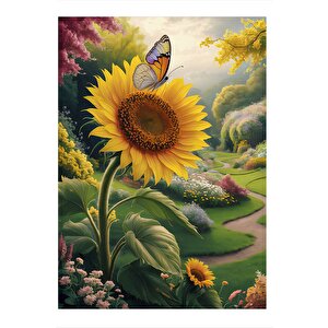 Kelebek Ve Ayçiçeği Art Mdf Tablo 35cm X50cm 35x50 cm